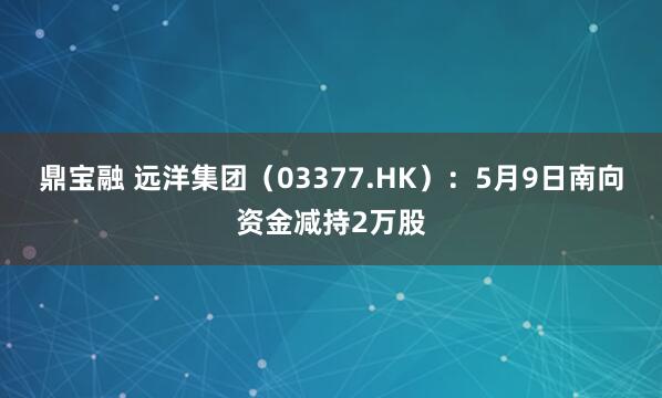 鼎宝融 远洋集团（03377.HK）：5月9日南向资金减持2万股