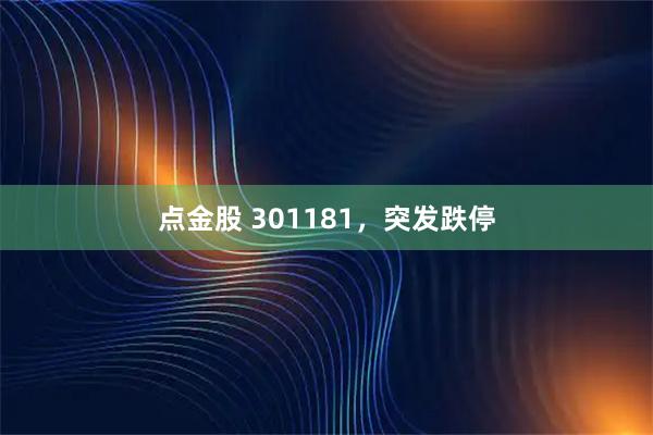 点金股 301181，突发跌停